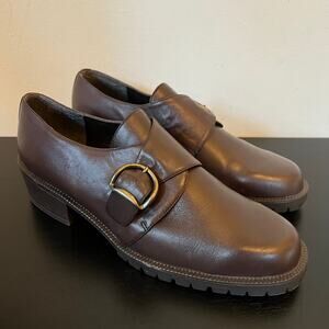Vintage 90s Mootsies Tootsies Monk Strap Leather Shoes Dark Brown Women's 9M